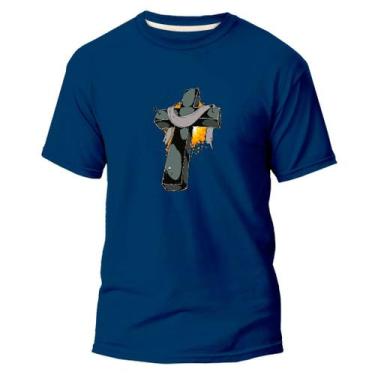 Imagem de  Camiseta Basica Algodão Premium Estampa Digital Cruz - Pavesi, Azul m