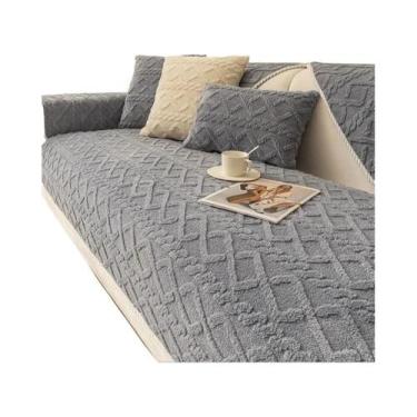 Imagem de Capas De Sofá De Cor Sólida Em Plush, Protetor De Sofá Em Jacquard De 