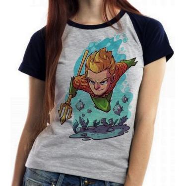 Imagem de Baby look blusa feminina ou Camiseta unissex Aquaman - Empório Dutra, 