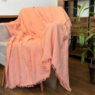 Imagem de Manta Grande Para Sofá 1,70x2,20 Capa De Sofa Decorativa E Protetora 100% Algodão Salmão