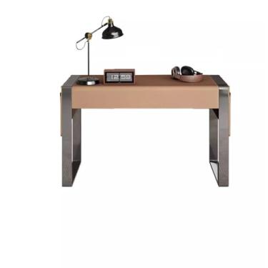 Imagem de Mesa de computador para escritório em casa, sela, couro, mesa de cabeceira moderna, simples, minimalista, leve, luxuosa, quarto pequeno, estudo infantil (160 * 60 * 75 cm)