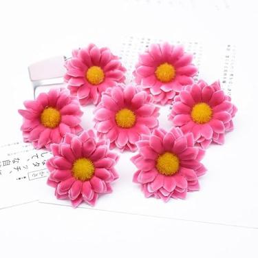 Imagem de 30 peças DIY feito à mão girassol margarida simulação seda girassol flor falsa guirlanda material (rosa vermelha)