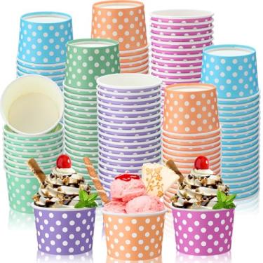Imagem de Honeydak Pacote com 200 copos de sorvete de bolinhas para festa, pequenos copos de papel descartáveis de 142 g, sobremesa, lanches, sundae, iogurte, suprimentos para festa de aniversário de casamento
