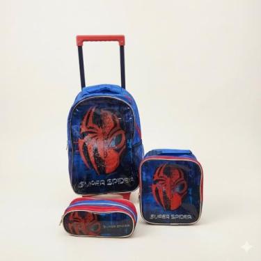 Imagem de Kit Mochila Super Spider+ Lancheira Térmica + Estojo Infantil - Seanit