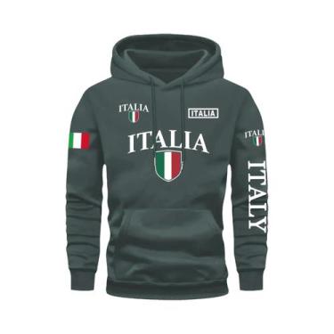 Imagem de Moletom Masculino Cinza Com Estampa Da Bandeira Da Itália E Letra ITAL