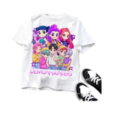 Imagem de Camiseta Infantil De Manga Curta Kpop Demon Hunters, Presente Harajuku