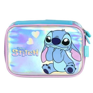 Imagem de Estojo Box Meninas Estampa Stitch Infantil Zíper Up4you Azul - Luxcel