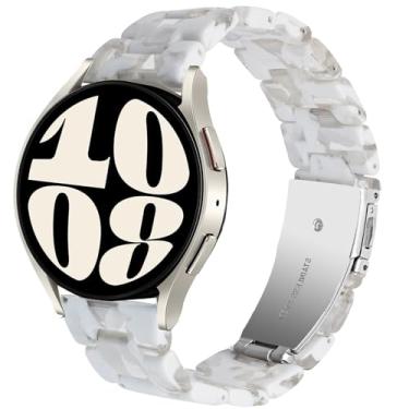 Imagem de DEALELE Pulseiras de substituição de resina colorida de 20 mm compatíveis com Samsung Galaxy Watch 7 / FE/6/5 / 4 de 40 mm/44 mm/5 Pro/3 de 41 mm, branca floral