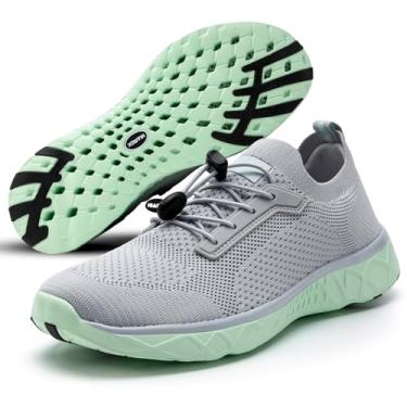 Imagem de AQUA STEPS Sapatos aquáticos esportivos masculinos para praia, piscina, esportes aquáticos e aventura ao ar livre, Cinza claro/menta, 41
