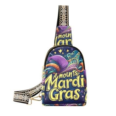 Imagem de CEBUGI Bolsa tiracolo feminina com fundo de carnaval pequena, bolsa tiracolo de couro, bolsa de peito para caminhadas, viagens ao ar livre