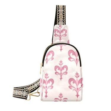 Imagem de CEBUGI Bolsa feminina com estampa Fleur De Lis, bolsa tiracolo de couro, bolsa de peito para caminhadas, viagens ao ar livre