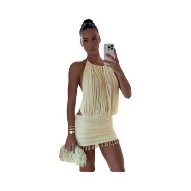 Imagem de Vestido Mini Sexy Sem Costas Com Alças De Renda Para Mulheres, Com Fra