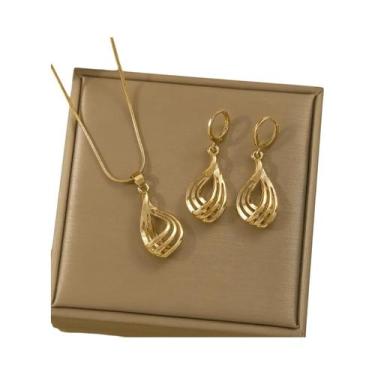 Imagem de Conjunto De Joias Femininas De Moda, Colar, Brincos E Pulseira, Presen