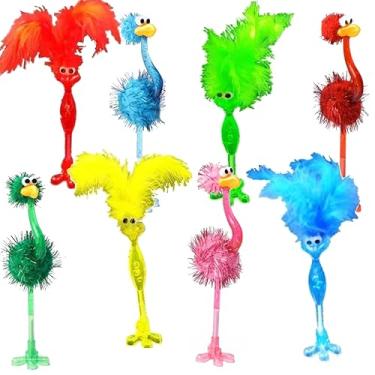 Imagem de BAIVYLE Pacote com 12 canetas de flamingo divertidas para crianças - canetas divertidas para material escolar divertido, caneta de penas de animal descolada, lembrancinha de festa de carnaval