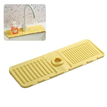 Imagem de Tapete de torneira para pia de cozinha - Protetor contra respingos de silicone premium atualizado 2024 com propriedades de secagem rápida - Bandeja protetora para pia ideal para pias de pedra em