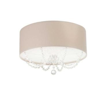 Imagem de Plafon Princesa Cúpula Em Tecido Com Cristal 40x15 Caqui - TOM LUZ