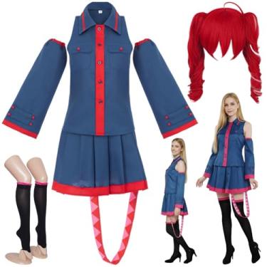 Imagem de Arwomlo Fantasia feminina Kasane Kasane azul uniforme Halloween conjunto completo