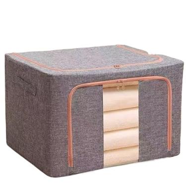 Imagem de Caixa Organizadora Roupas Brinquedos Lençol Edredom Guarda Roupa Dobrável Visor Transparente 66L (CINZA)