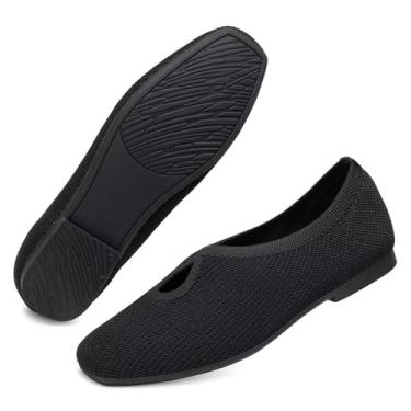 Imagem de Frank Mully Sapatos Femininos De Malha Estilo Lágrima, Bico Quadrado, Leves, Confortáveis, Sem Cadarço, Para Trabalho, Casamento, Escritório, Pretos