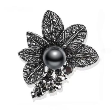 Imagem de la luen Alfinetes de broche para mulheres moda elegante broches lapela emblemas casaco suéter cachecóis vestido acessório festa de casamento baile joias, Product description, Metal, Pérolas