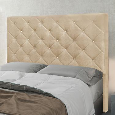 Imagem de Cabeceira Cama Box King 195 cm Tania Linho Dourado S04 - D'Rossi