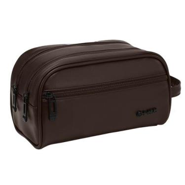 Imagem de Necessaire Hub Masculina 3 Compart Alça de Mão Poliester Cor:Marron, M