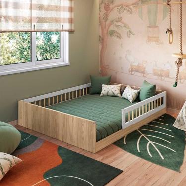Imagem de Cama Montessoriana Infantil Casal 145 X 194 Aveiro Oak Branco