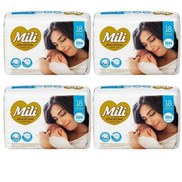 Imagem de Fralda Descartável Mili Love & Care Rn 4 Pacotes C/ 18