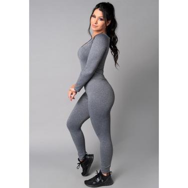 Imagem de Macacão Longo Feminino 3/4 Costa Fechada Fitness Suplex Academia Mvb Modas-Feminino