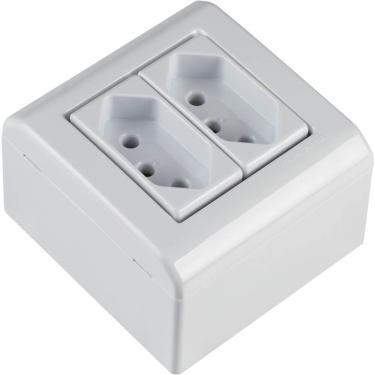 Imagem de Caixa de Sobrepor com 2 Tomadas 2p+t 10 Ampères 250 Volts Lizflex Branca 57304012 Tramo...