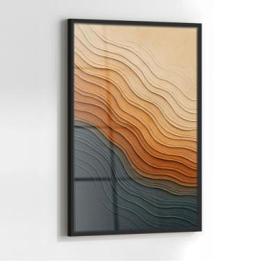 Imagem de Quadro com Moldura e Acrilico Cristal Vidro Tons Terracota para Sala, 