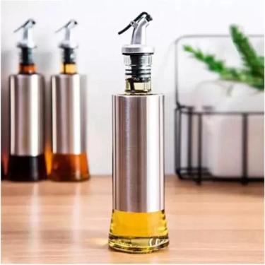 Imagem de Porta Azeite ou Vinagre Em Vidro Aço Inox Dosador - QG DOS PRODUTOS