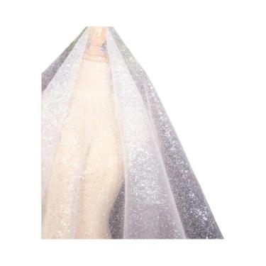 Imagem de Tecido De Tule Com Glitter Prateado E Lantejoulas, Renda De Rede Macia