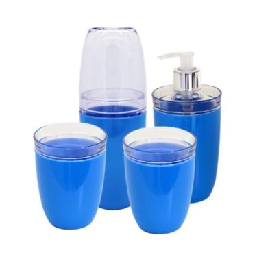 Imagem de kit higiênico para lavabo 4 peças, porta escovas, sabonete líquido cot