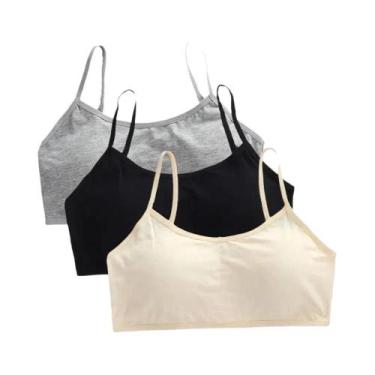 Imagem de Sutiã Esportivo Sem Fio Para Meninas Adolescentes, 3 Peças, Roupa Ínti