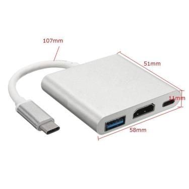 Imagem de Adaptador USB 3.1 Type C Thunderbolt 3.0 x HDMI USB 3 Tipo-C