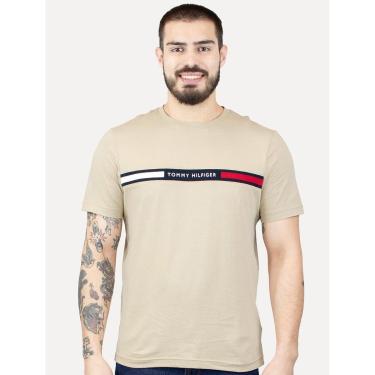 Imagem de Camiseta Tommy Hilfiger Masculina Chest Insert Logo Cáqui Claro-Masculino