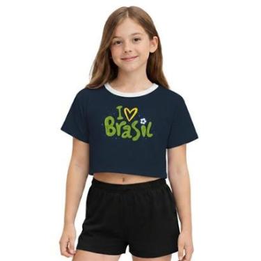 Imagem de Camiseta Cropped Juvenil Look Jeans I Love Brasil-Feminino