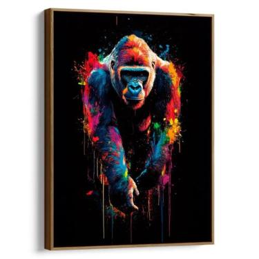 Imagem de Quadro decorativo Gorila Colorido - Art Canvas, 120 x 80 cm, Tabaco