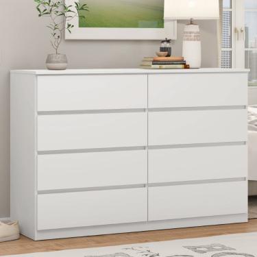 Imagem de Cômoda Sapateira Sintra 8 Gavetas Branco Brilho Demóbile