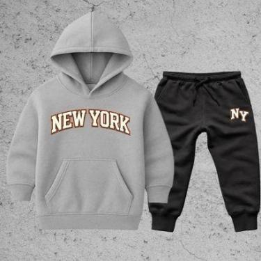 Imagem de Conjunto kit Infantil 2 Peças Blusa Moletom Calça moleton Look Completo Estampa New York Ny-Unissex