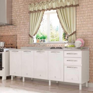 Imagem de Balcão de Cozinha Gabinete Pia 200cm 5 Portas 2 Gavetas Sem Tampo Multimóveis CR20530