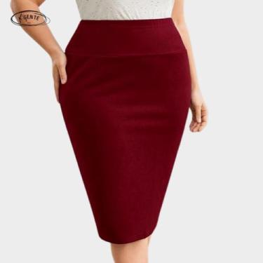 Imagem de Saia plus size evangélica midi bengaline lapis moda feminina executiva