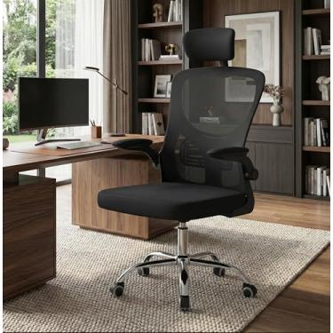Imagem de Cadeira Escritório Com Apoio de Cabeça Estofado Mesh Ergonômica Home Office