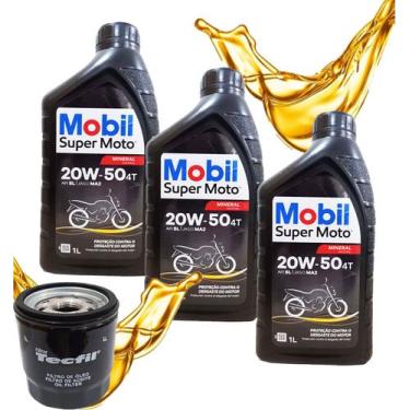 Imagem de Troca De Oleo Cb 500 Cbr 600 Hornet 600 Mobil 20w50 + Filtro - MOBIL /