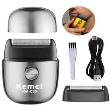 Imagem de Mini Barbeador Elétrico Kemei KM C50 Recarregável Barba Rosto Entrega 