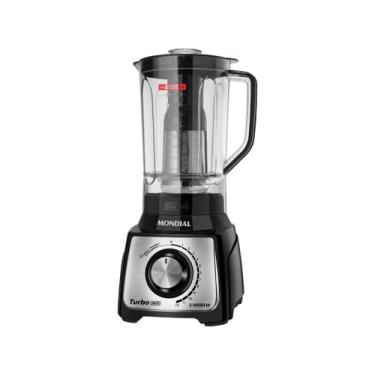 Imagem de Liquidificador Mondial Turbo Inox L-1200-Bi Preto - 127V, Preto e Prat