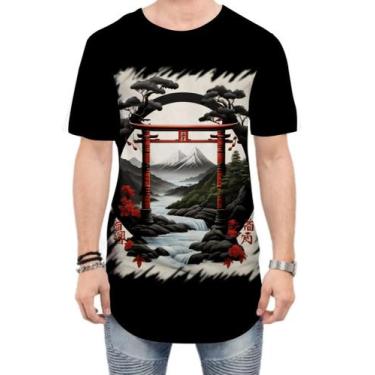 Imagem de Camiseta Longline Paisagem Oriental Portão Torii 21 - Kasubeck Store®,