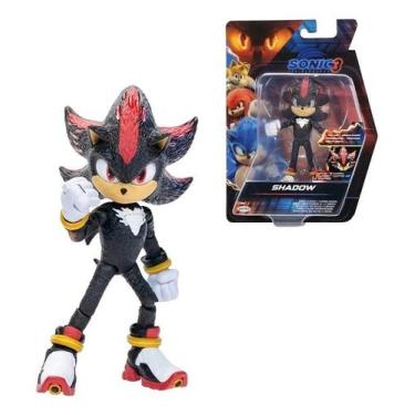 Imagem de Sonic The Hedgehog Filme 3 Boneco Articulado Shadow 13 cm Com Luz Verm