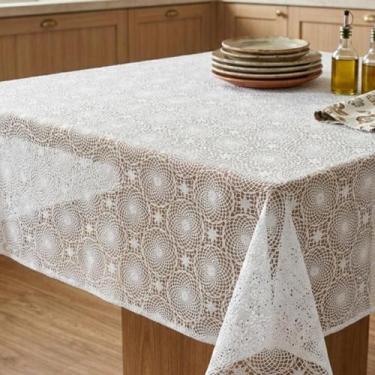 Imagem de Toalha Estilo Renda Plástico PVC Para Mesa Impermeável Sofisticada 1,0